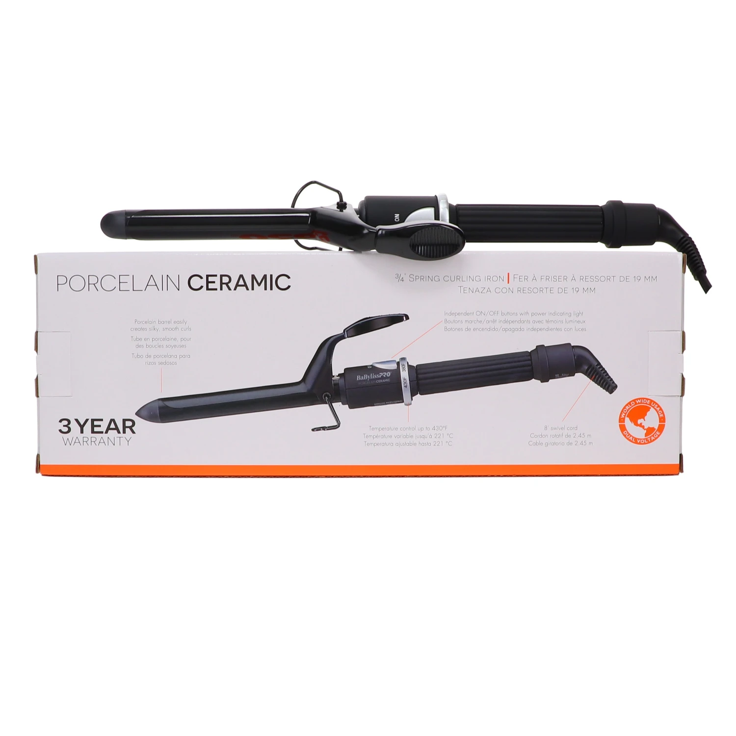 Simple BaBylissPRO Porcelain Ceramic ¾” Spring Curling Iron 8 Simple BaBylissPRO Porcelain Ceramic ¾” Spring Curling Iron - Image 6