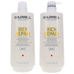 Simple Goldwell Dualsenses Rich Repair Restoring Shampoo 33.8 Oz & Dualsenses Rich Repair Restoring Conditioner 33.8 Oz Combo Pack